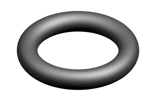 Schwarzer O-Ring von Bosch mit einer runden, hohlen Form, geeignet für Dichtungsanwendungen. Die Oberfläche ist glatt und ohne sichtbare Markierungen.